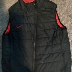 Nike Black and Red Puffer Vest